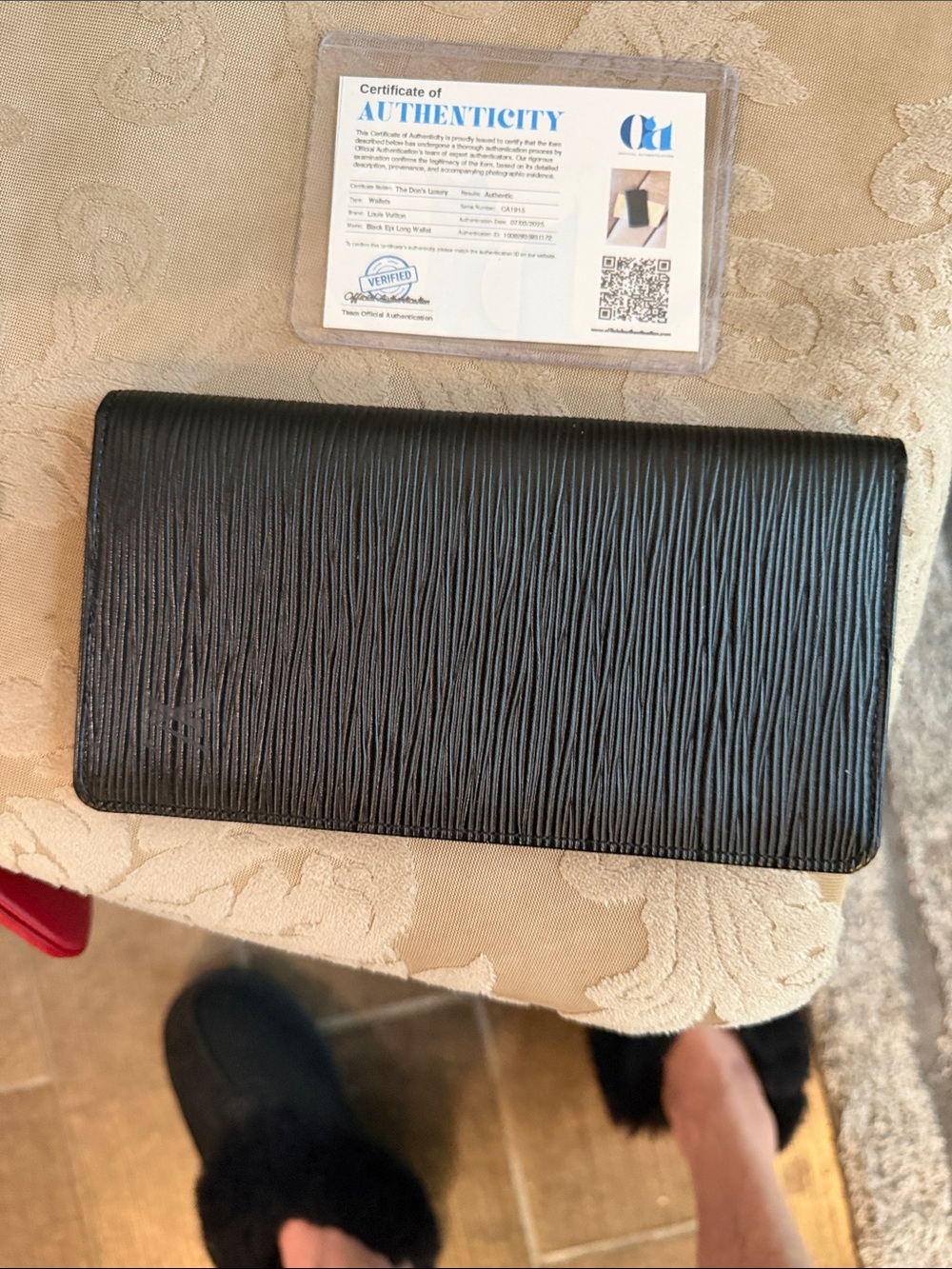 Louis Vuitton Black Epi Leather Long Wallet